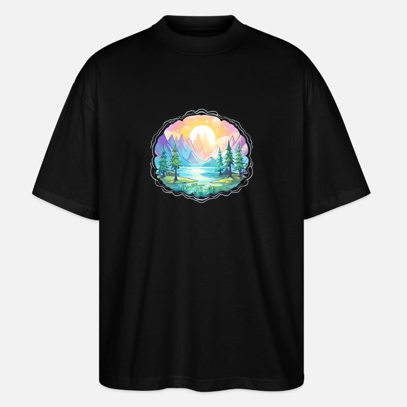 Landschaft - Illustration - Stanley/Stella Oversized Unisex Bio T-Shirt Blaster 2.0 - Schwarz