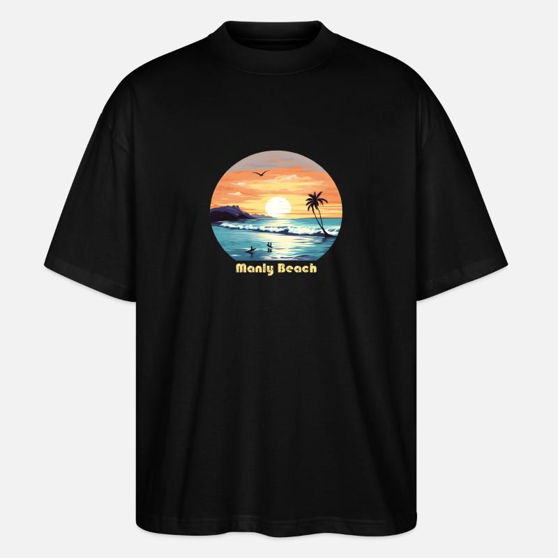 Plage de Manly - T-shirt bio Blaster 2.0 coupe oversize Stanley/Stella Unisexe - noir