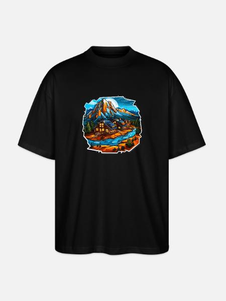 Landscape - Illustration - Stanley/Stella Oversized Unisex Organic T-shirt Blaster 2.0 - black