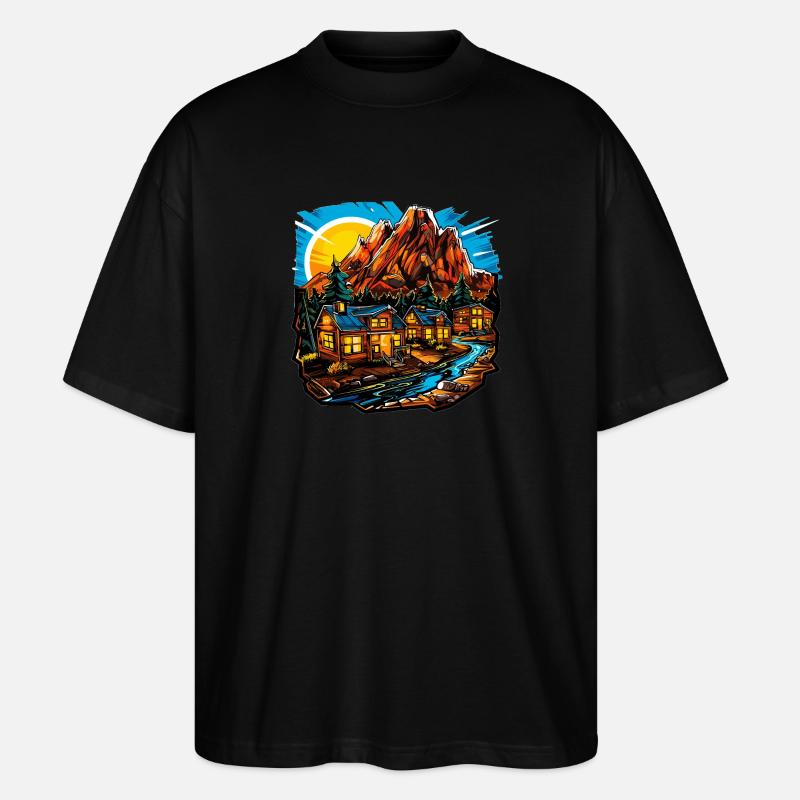 Landschaft - Illustration - Stanley/Stella Oversized Unisex Bio T-Shirt Blaster 2.0 - Schwarz