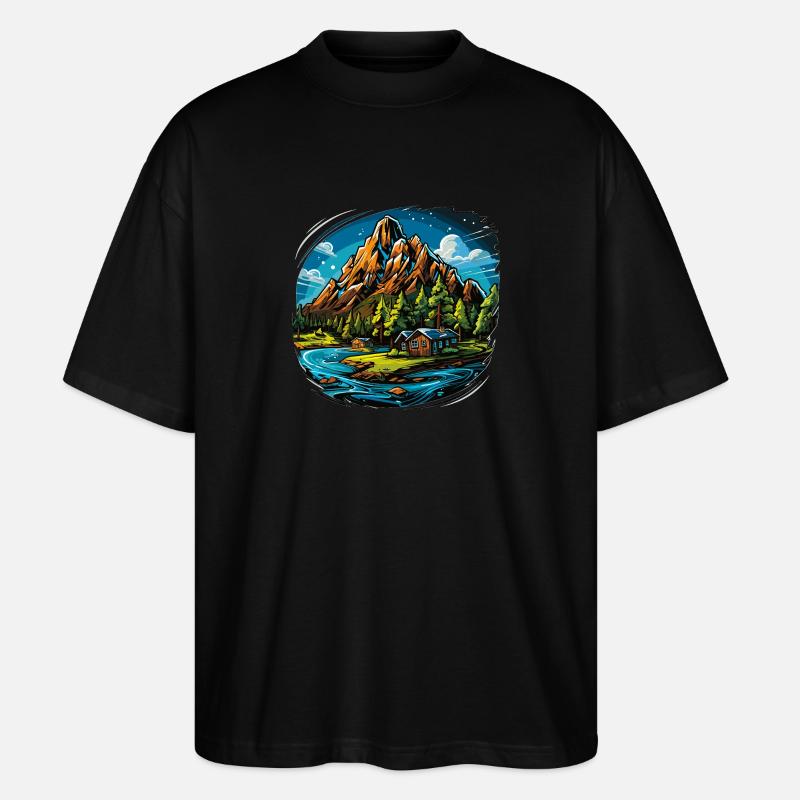 Landschaft - Illustration - Stanley/Stella Oversized Unisex Bio T-Shirt Blaster 2.0 - Schwarz