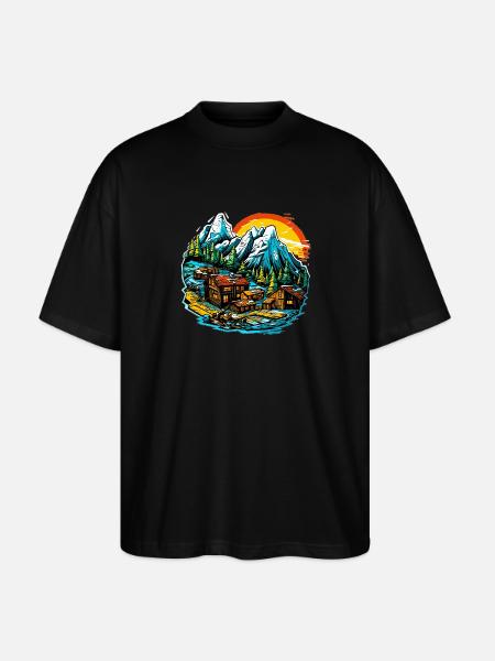 Landschaft - Illustration - Stanley/Stella Oversized Unisex Bio T-Shirt Blaster 2.0 - Schwarz