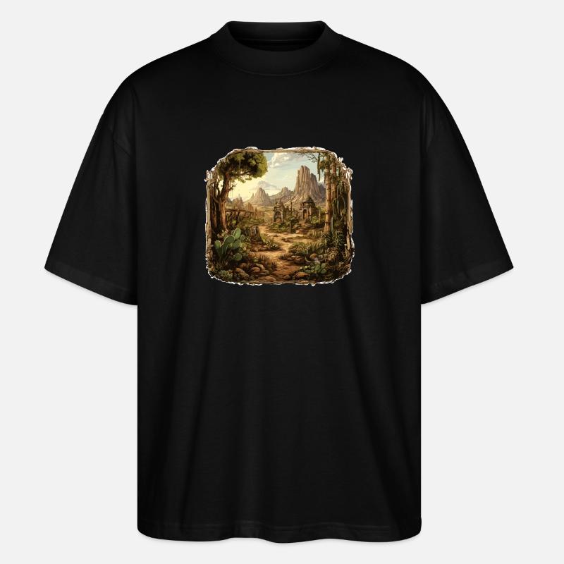 Paysage - Illustration - T-shirt bio Blaster 2.0 coupe oversize Stanley/Stella Unisexe - noir