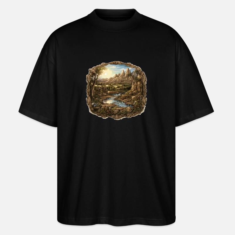 Paysage - Illustration - T-shirt bio Blaster 2.0 coupe oversize Stanley/Stella Unisexe - noir