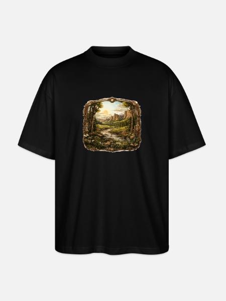 Landschaft - Illustration - Stanley/Stella Oversized Unisex Bio T-Shirt Blaster 2.0 - Schwarz
