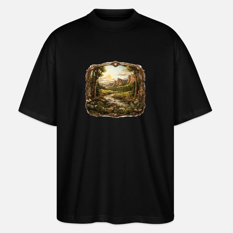 Landschaft - Illustration - Stanley/Stella Oversized Unisex Bio T-Shirt Blaster 2.0 - Schwarz