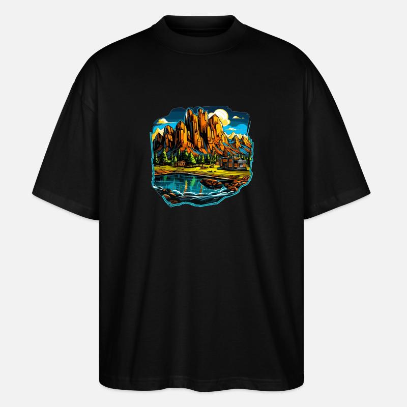 Landschaft - Illustration - Stanley/Stella Oversized Unisex Bio T-Shirt Blaster 2.0 - Schwarz