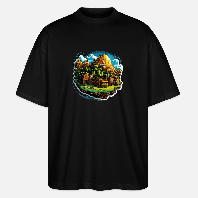 Landschaft - Illustration - Stanley/Stella Oversized Unisex Bio T-Shirt Blaster 2.0 - Schwarz