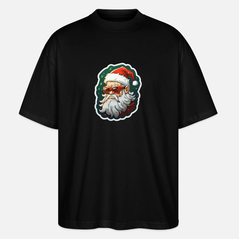 Père Noël - illustration - T-shirt bio Blaster 2.0 coupe oversize Stanley/Stella Unisexe - noir