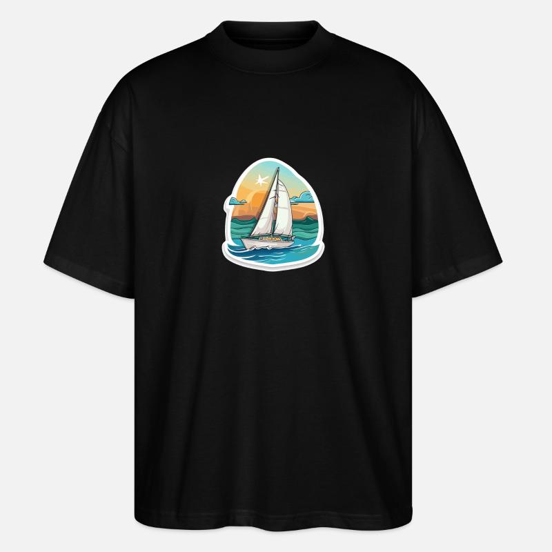 Segelboot - Illustration - Stanley/Stella Oversized Unisex Bio T-Shirt Blaster 2.0 - Schwarz