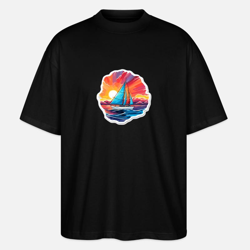 Segelboot - Illustration - Stanley/Stella Oversized Unisex Bio T-Shirt Blaster 2.0 - Schwarz