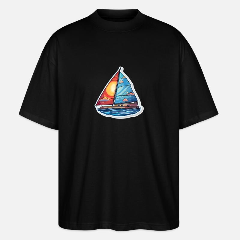 Segelboot - Illustration - Stanley/Stella Oversized Unisex Bio T-Shirt Blaster 2.0 - Schwarz