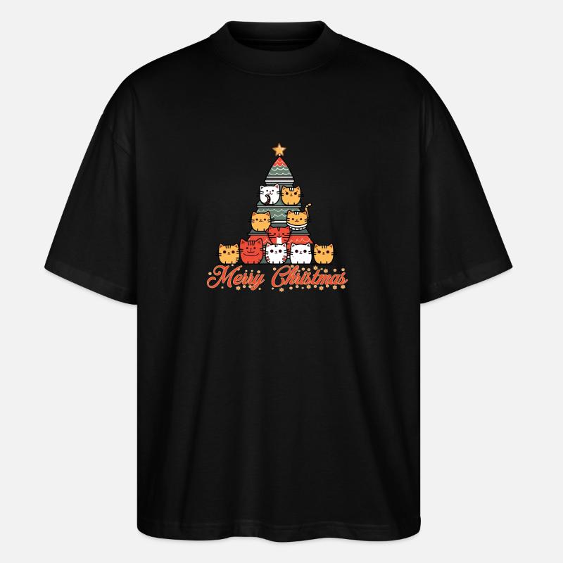 Katzen Weihnachtsbaum - Stanley/Stella Oversized Unisex Bio T-Shirt Blaster 2.0 - Schwarz