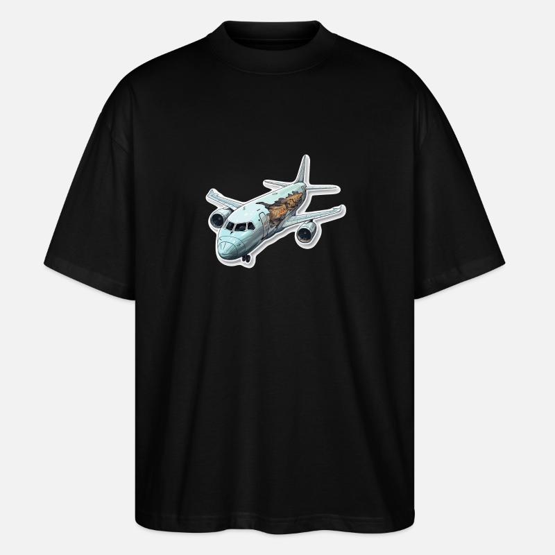Flugzeug - Illustration - Stanley/Stella Oversized Unisex Bio T-Shirt Blaster 2.0 - Schwarz