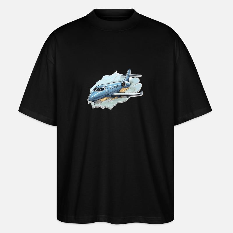 Flugzeug - Illustration - Stanley/Stella Oversized Unisex Bio T-Shirt Blaster 2.0 - Schwarz