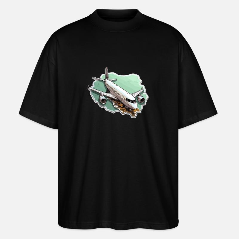 Flugzeug - Illustration - Stanley/Stella Oversized Unisex Bio T-Shirt Blaster 2.0 - Schwarz