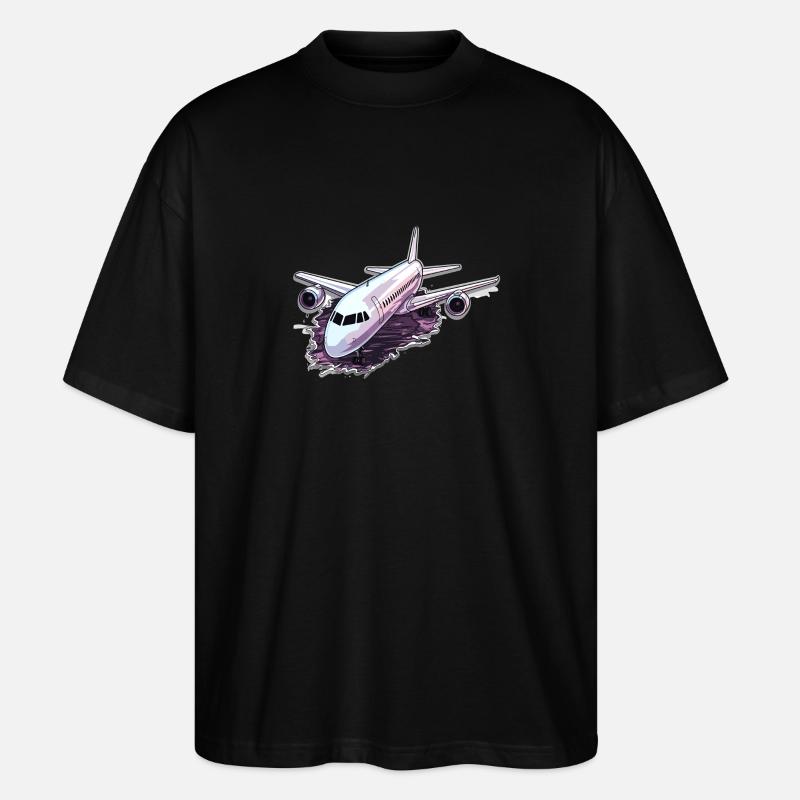 Flugzeug - Illustration - Stanley/Stella Oversized Unisex Bio T-Shirt Blaster 2.0 - Schwarz