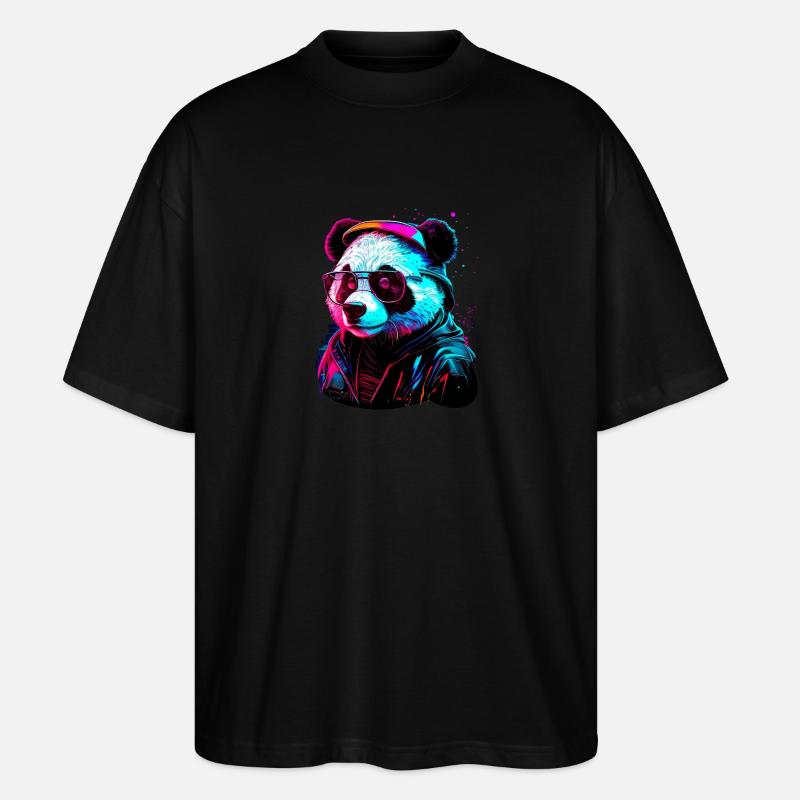 Panda-Hipster - Stanley/Stella Oversized Unisex Bio T-Shirt Blaster 2.0 - Schwarz