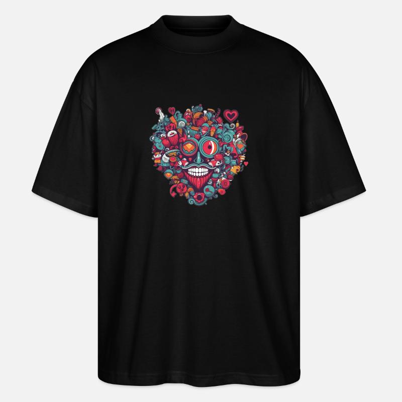 Herz Liebe - Stanley/Stella Oversized Unisex Bio T-Shirt Blaster 2.0 - Schwarz