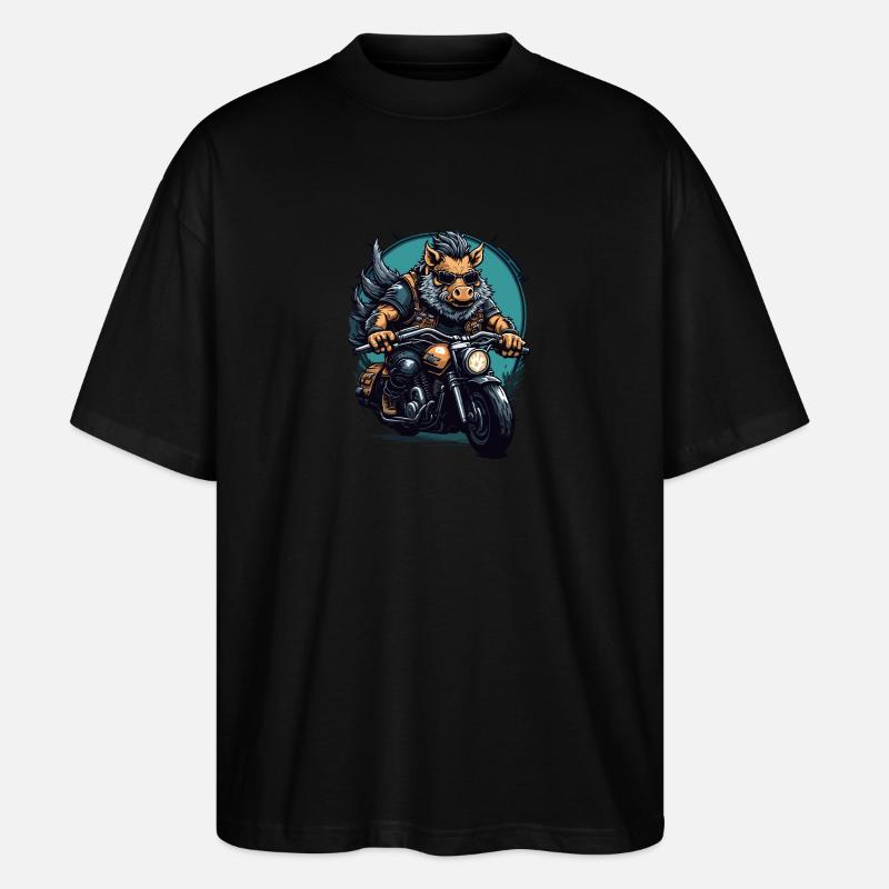 Rasendes Wildschwein - Stanley/Stella Oversized Unisex Bio T-Shirt Blaster 2.0 - Schwarz