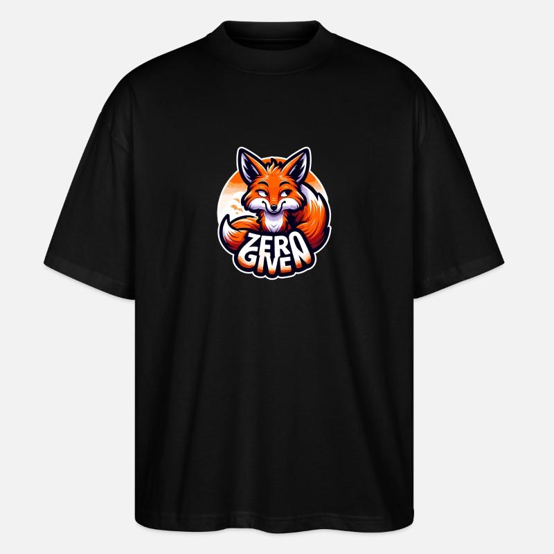Zéro donné - Illustration de renard - T-shirt bio Blaster 2.0 coupe oversize Stanley/Stella Unisexe - noir