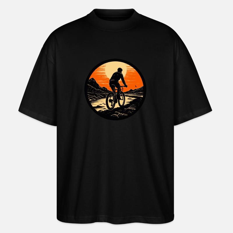 VTT au coucher du soleil - T-shirt bio Blaster 2.0 coupe oversize Stanley/Stella Unisexe - noir