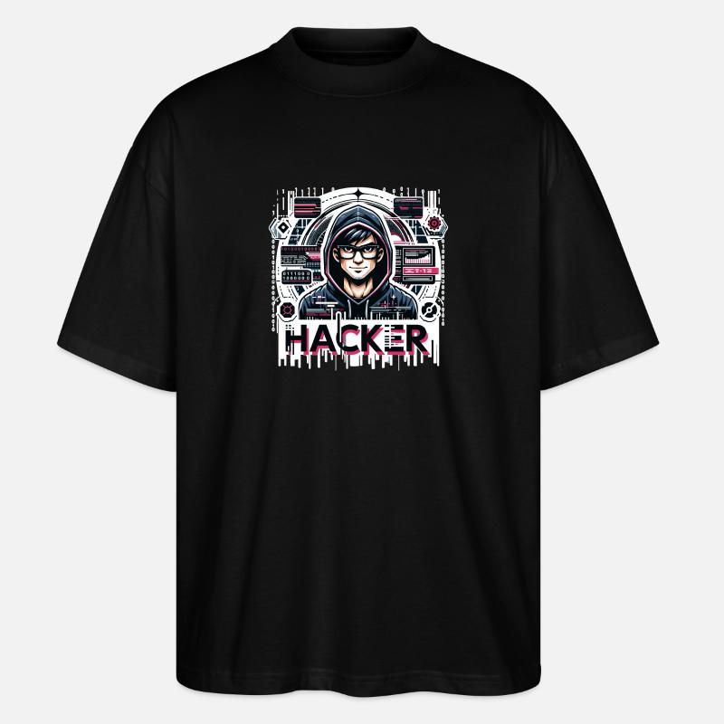 Hacker - Illustration - Stanley/Stella Oversized Unisex Bio T-Shirt Blaster 2.0 - Schwarz