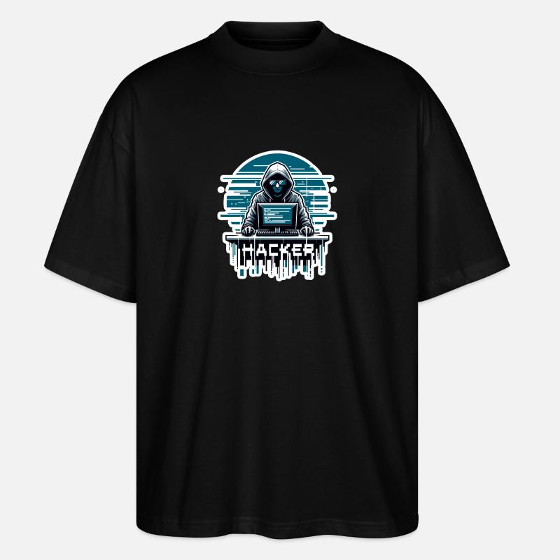 Hacker - Illustration - Stanley/Stella Oversized Unisex Organic T-shirt Blaster 2.0 - black