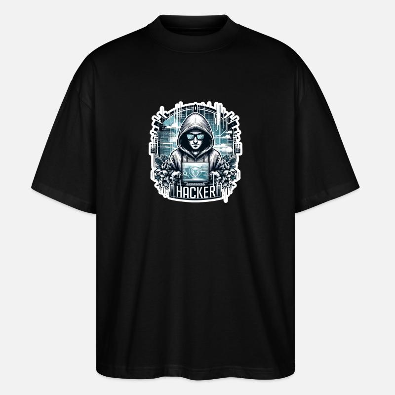 Hacker - Illustration - Stanley/Stella Oversized Unisex Organic T-shirt Blaster 2.0 - black