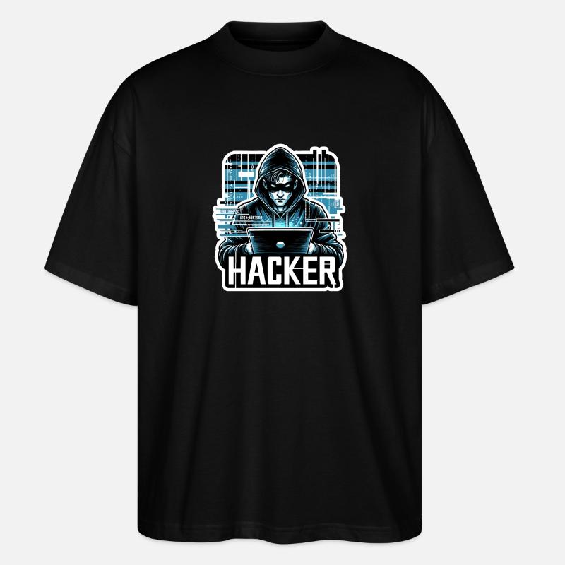 Hacker - Illustration - Stanley/Stella Oversized Unisex Bio T-Shirt Blaster 2.0 - Schwarz