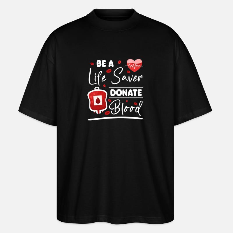 Blutspender Blut Blutgruppe - Stanley/Stella Oversized Unisex Bio T-Shirt Blaster 2.0 - Schwarz