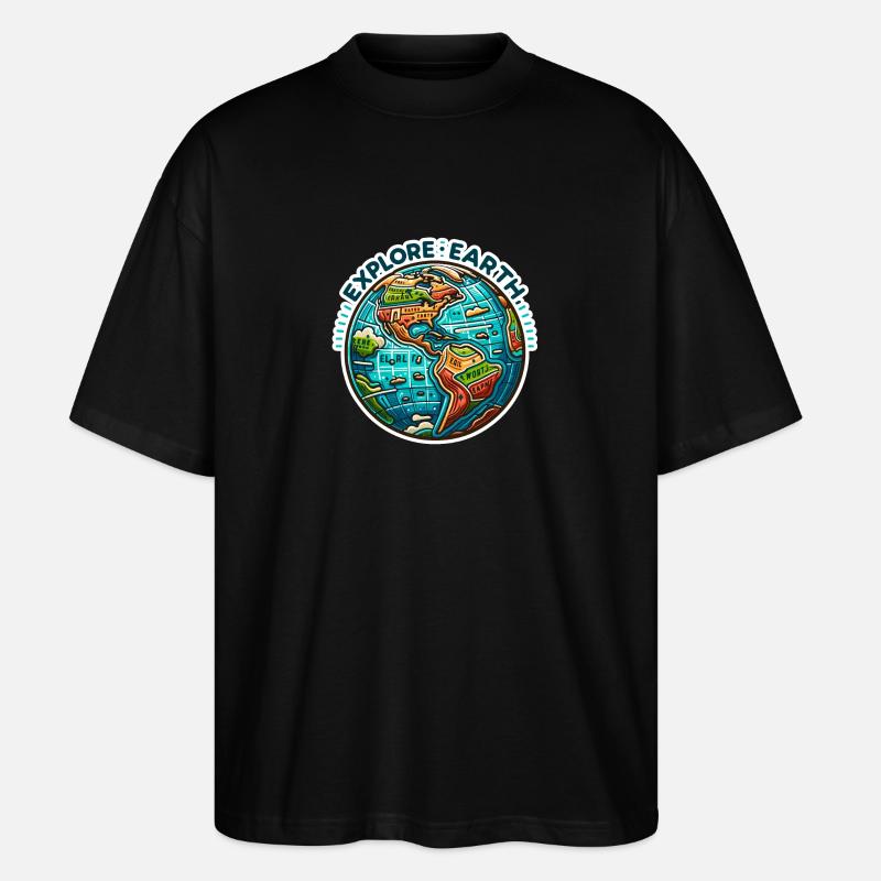 Explore Earth - Erde Illustration - Stanley/Stella Oversized Unisex Organic T-shirt Blaster 2.0 - black