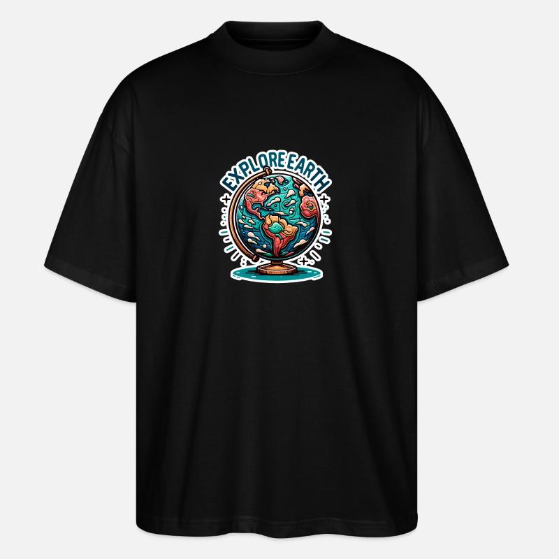 Explore Earth - Erde Illustration - Stanley/Stella Oversized Unisex Bio T-Shirt Blaster 2.0 - Schwarz