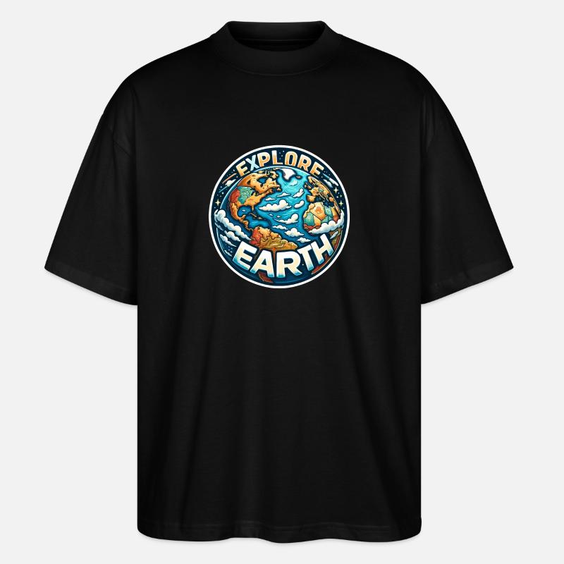 Explore Earth - Erde Illustration - Stanley/Stella Oversized Unisex Bio T-Shirt Blaster 2.0 - Schwarz