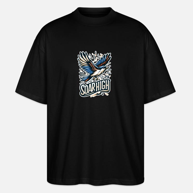 Soar High - Vogel Illustration - Stanley/Stella Oversized Unisex Bio T-Shirt Blaster 2.0 - Schwarz