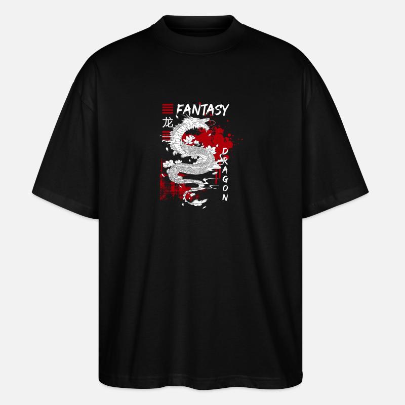 Drache Märchen Tribal - Stanley/Stella Oversized Unisex Bio T-Shirt Blaster 2.0 - Schwarz