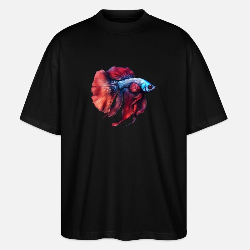 Siamesischer Kampffisch - Stanley/Stella Oversized Unisex Bio T-Shirt Blaster 2.0 - Schwarz