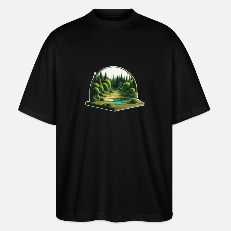 Paysage - Illustration - T-shirt bio Blaster 2.0 coupe oversize Stanley/Stella Unisexe - noir