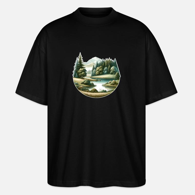 Landschaft - Illustration - Stanley/Stella Oversized Unisex Bio T-Shirt Blaster 2.0 - Schwarz