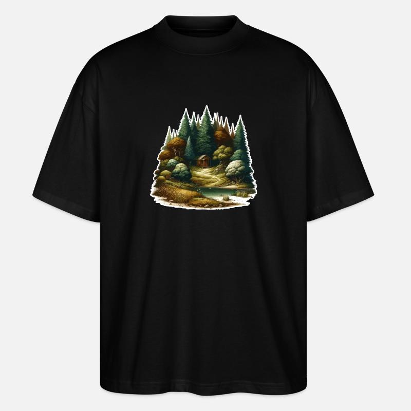 Landschaft - Illustration - Stanley/Stella Oversized Unisex Bio T-Shirt Blaster 2.0 - Schwarz