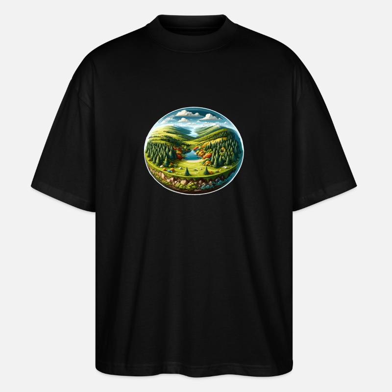Landschaft - Illustration - Stanley/Stella Oversized Unisex Bio T-Shirt Blaster 2.0 - Schwarz