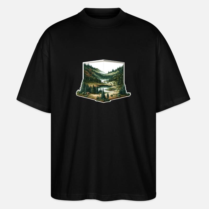 Landschaft - Illustration - Stanley/Stella Oversized Unisex Bio T-Shirt Blaster 2.0 - Schwarz