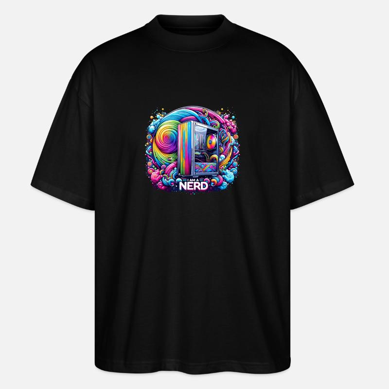 Nerd-Stolz Rainbow - Stanley/Stella Oversized Unisex Bio T-Shirt Blaster 2.0 - Schwarz