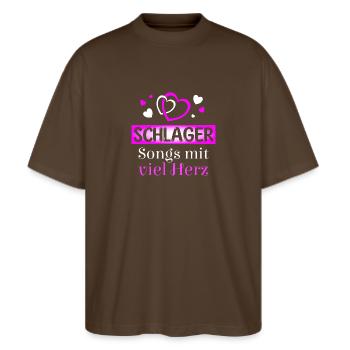 Schlager songs with a lot of heart - Stanley/Stella Oversized Unisex Organic T-shirt Blaster 2.0 - mocha - Front - Alina (178cm) & Michal (187cm)