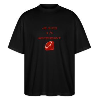 développeur web Ruby - T-shirt bio Blaster 2.0 coupe oversize Stanley/Stella Unisexe - noir - Devant - Alina (178cm) & Michal (187cm)