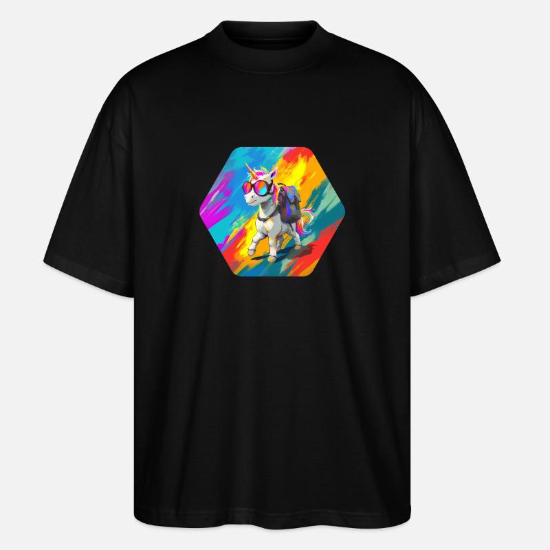 Wanderndes Einhorn - Stanley/Stella Oversized Unisex Bio T-Shirt Blaster 2.0 - Schwarz