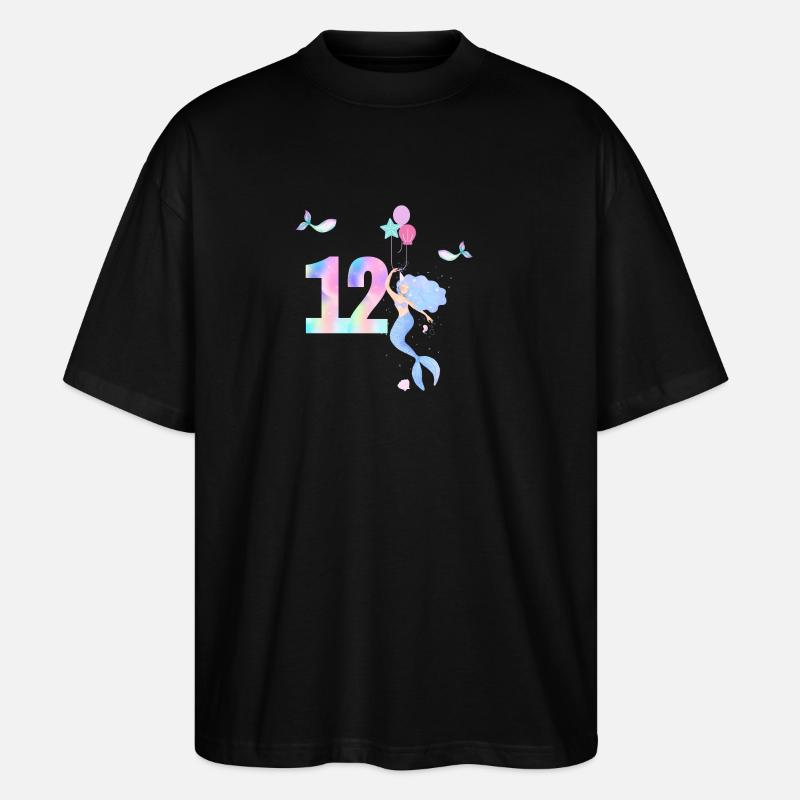 12e anniversaire sirène - T-shirt bio Blaster 2.0 coupe oversize Stanley/Stella Unisexe - noir