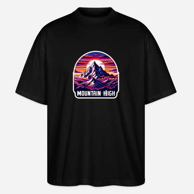Mountain High - Berg Illustration - Stanley/Stella Oversized Unisex Organic T-shirt Blaster 2.0 - black