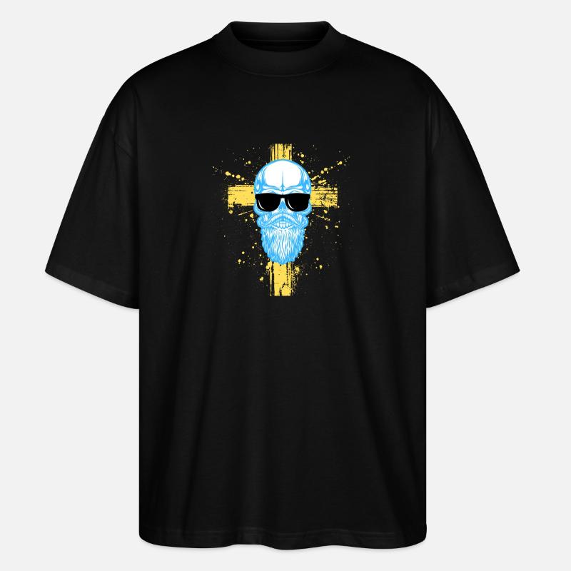 skull mit brille - Stanley/Stella Oversized Unisex Bio T-Shirt Blaster 2.0 - Schwarz