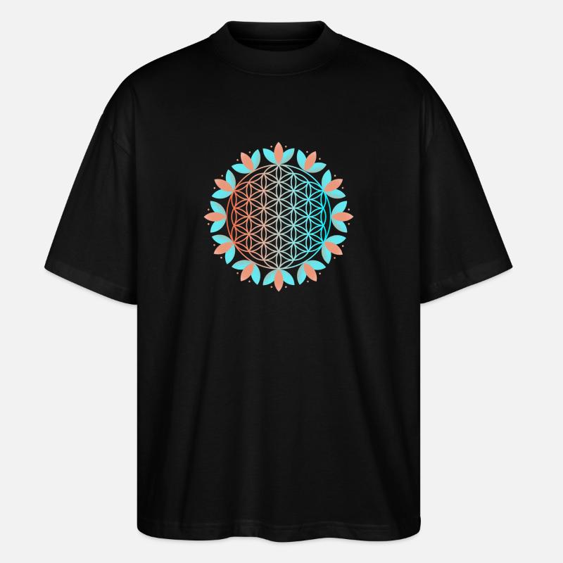 Blühende Lebensblume - Stanley/Stella Oversized Unisex Bio T-Shirt Blaster 2.0 - Schwarz